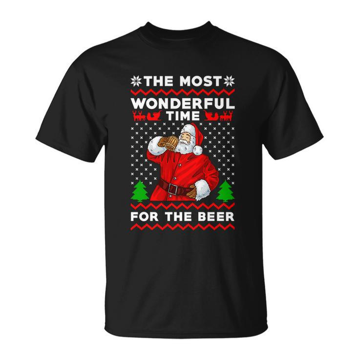 Its The Most Wonderful Time For A Beer Ugly Christmas Sweater Unisex T-Shirt