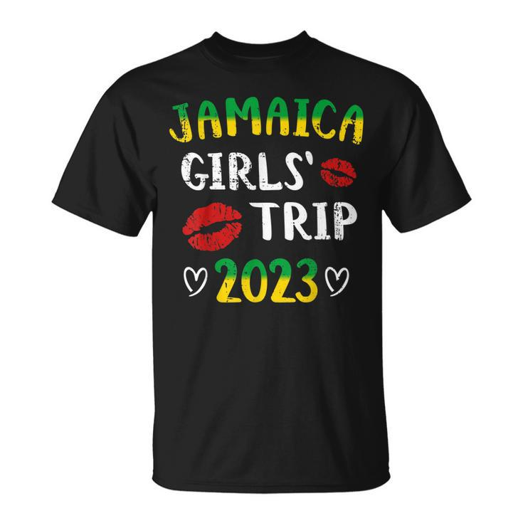 Jamaica 2023 Girls Trip With Jamaican Flag And Kiss  Unisex T-Shirt