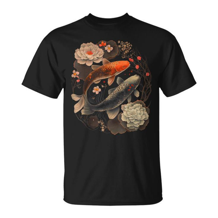 Japanese Fish Koi Carp Vintage Graphic Cherry Blossom  Unisex T-Shirt