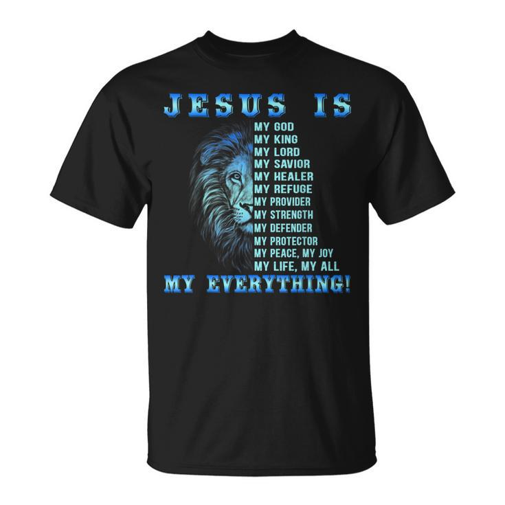 Jesus Is My God King My Lord My Savior Blues Lion Christian T-Shirt