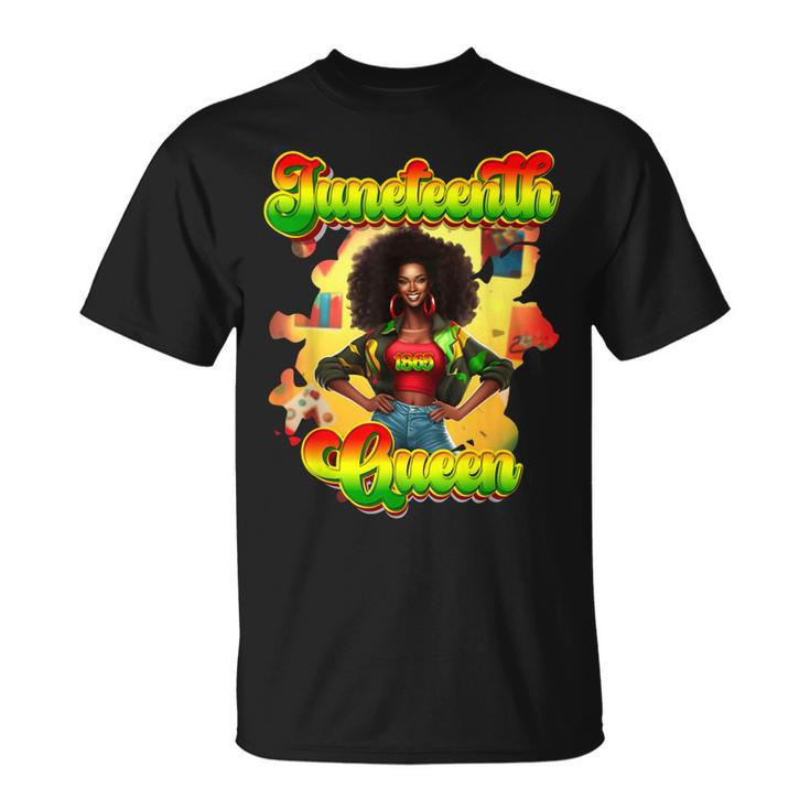 Junenth Queen Black Girl Magic Melanin Black Woman Afro T-shirt