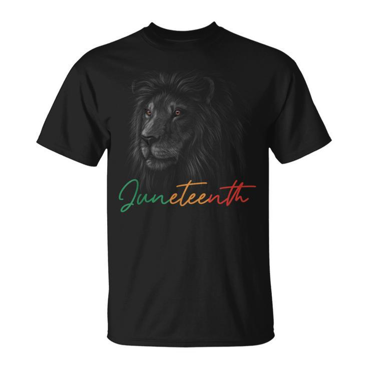 Juneteenth Black King Melanin Dad Fathers Day Men Lion Leo Unisex T-Shirt