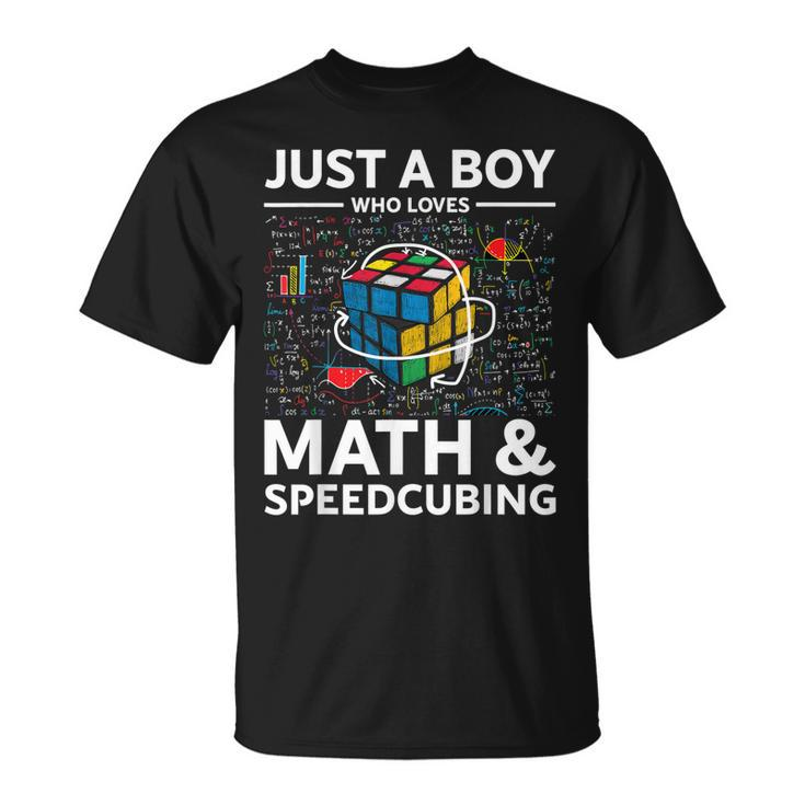 Just A Boy Who Loves Math And Speedcubing Funny Puzzle  Unisex T-Shirt