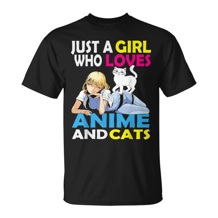 Just A Girl Who Loves Anime And Cats Anime  Unisex T-Shirt