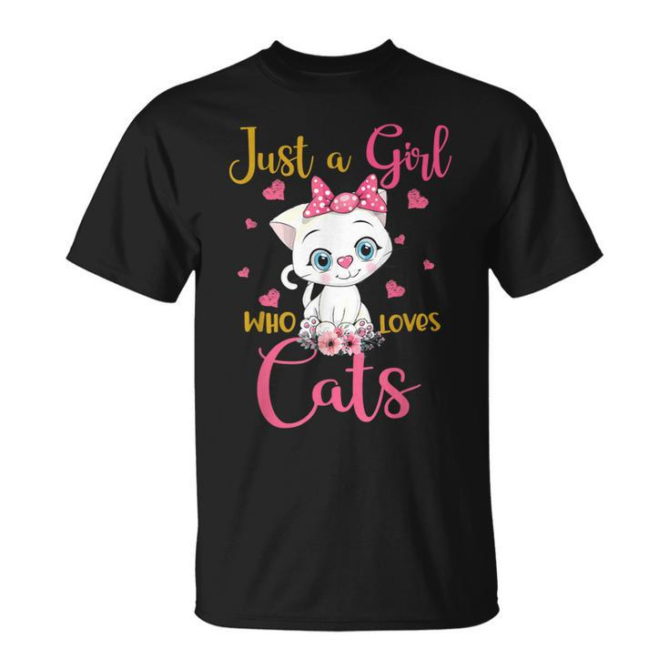 Just A Girl Who Loves Cats Cute Cat Lover Boys Girls  Unisex T-Shirt