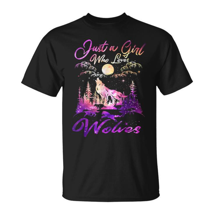 Just A Girl Who Loves Wolves Watercolor Cute Wolf Lover Gift  Unisex T-Shirt