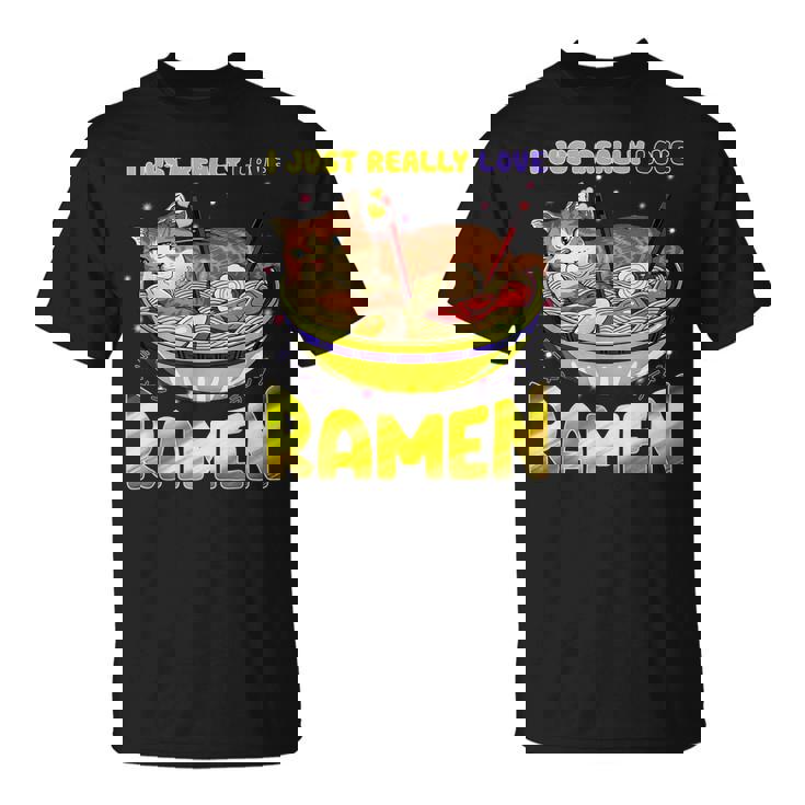 Kawaii Anime Cats Love Ramen Japanese Noodles T-shirt