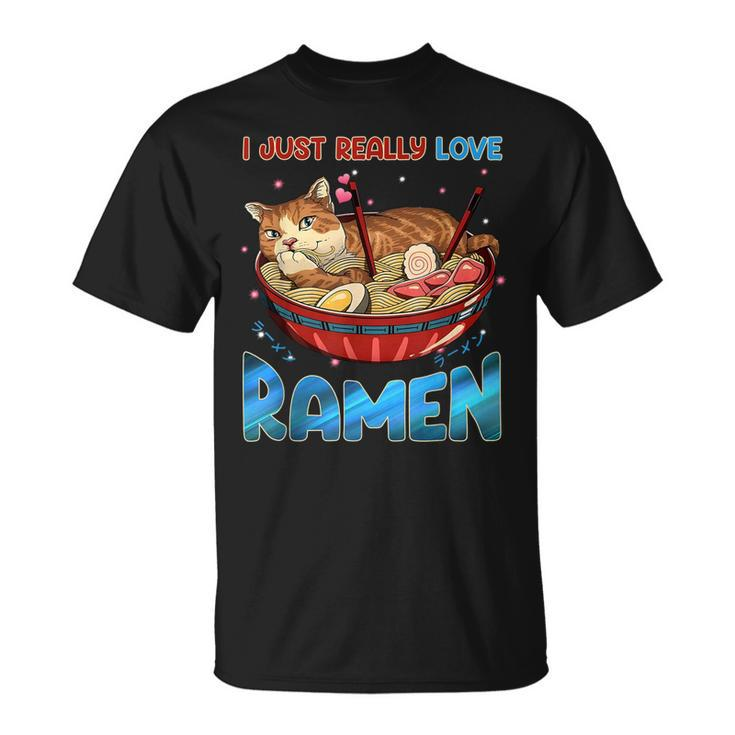 Kawaii Anime Cats Love Ramen Japanese Noodles V2T-shirt