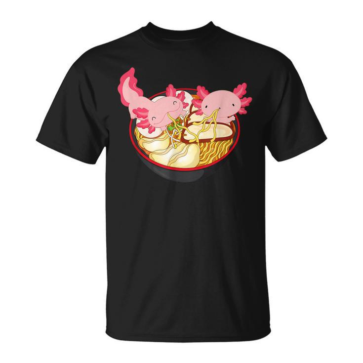Kawaii Axolotl Eating Ramen Noodles Anime Kid N Girl Boy T-shirt