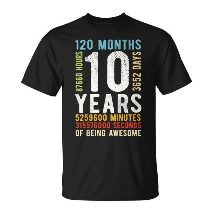 Kids 10Th Birthday 10 Years Old Vintage Retro 120 Months  V2 Unisex T-Shirt