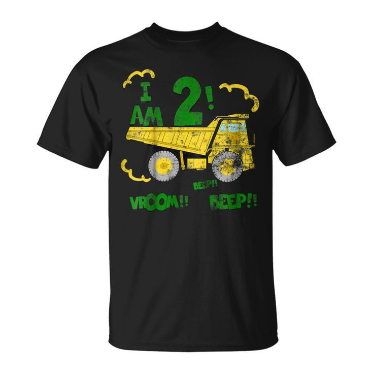 Kids 2Nd Birthday Dump Truck  Boys 2 Year Birthday Tee Unisex T-Shirt