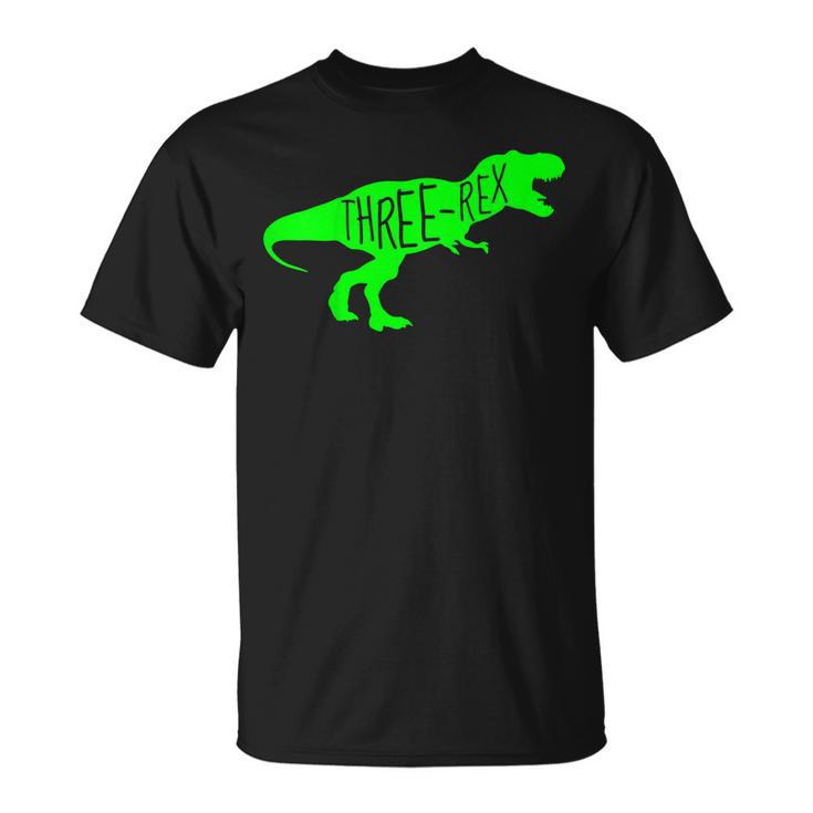 Kids 3 Year Old Birthday Boy Gift Shirt Dinosaur Three Rex Green Unisex T-Shirt