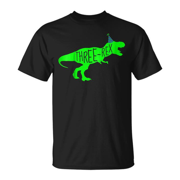 Kids 3 Year Old Birthday Boy Gift Shirt Dinosaur Three Rex Green V2 Unisex T-Shirt