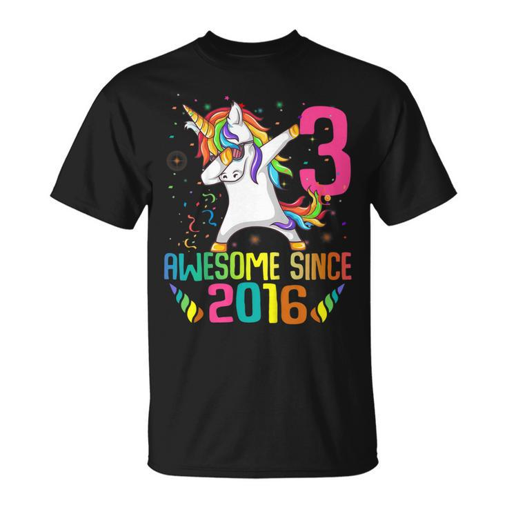 Kids 3 Years Old 3Rd Birthday Unicorn Dabbing Shirt Girl Gift Par Unisex T-Shirt