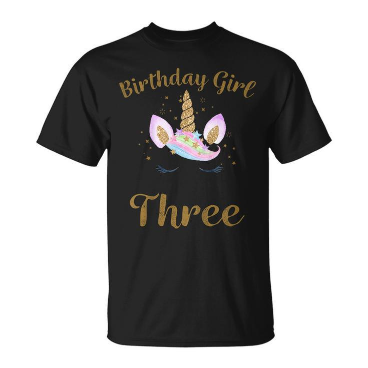 Kids 3Rd Birthday Girl Shirt Unicorn Third Birthday Girl Outfit Unisex T-Shirt