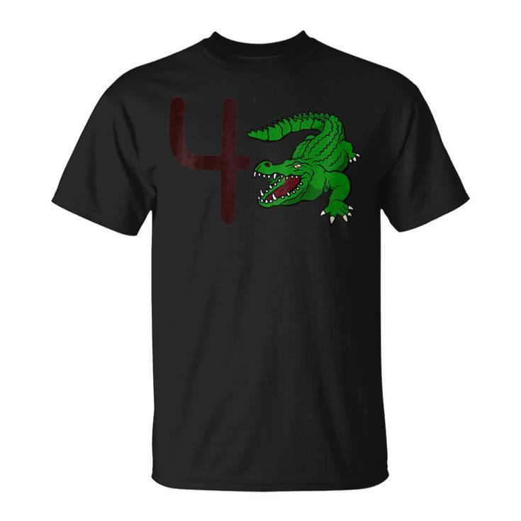 Kids 4 Year Old Alligator Birthday Party 4Th Birthday Shirt Unisex T-Shirt
