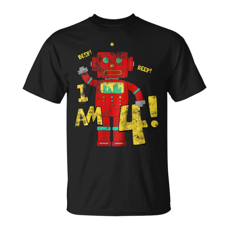 Kids 4Th Birthday  Boys 4 Years Birthday Party Robot Tee Unisex T-Shirt