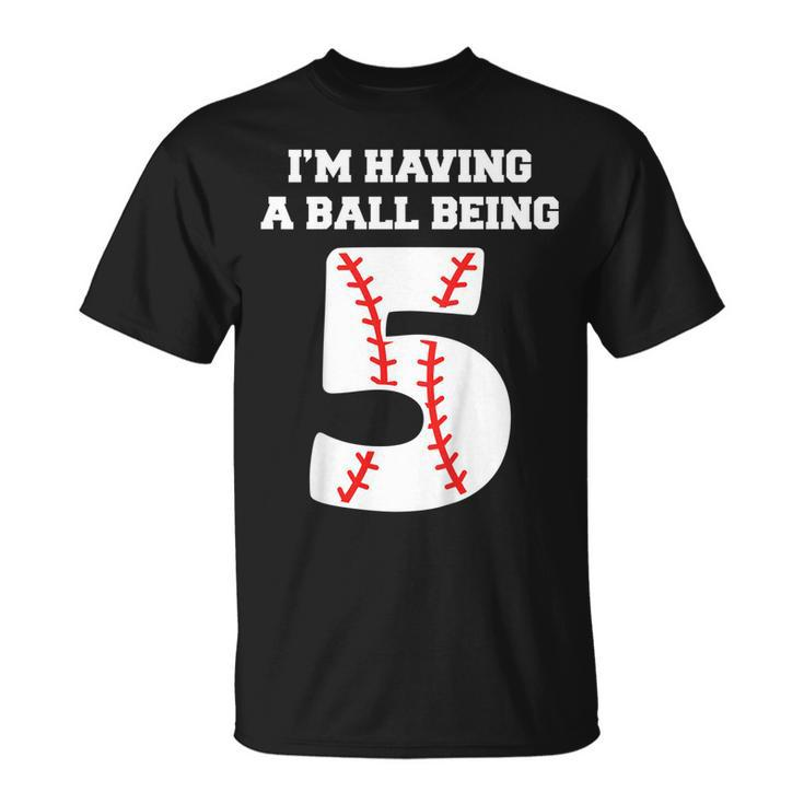 Kids 5 Year Old Baseball Birthday Shirt 5Th Birthday Shirt Boys Unisex T-Shirt
