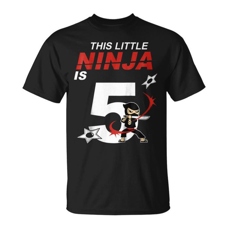 Kids 5Th Birthday Boys Ninja  Martial Arts 5 Year Old Unisex T-Shirt