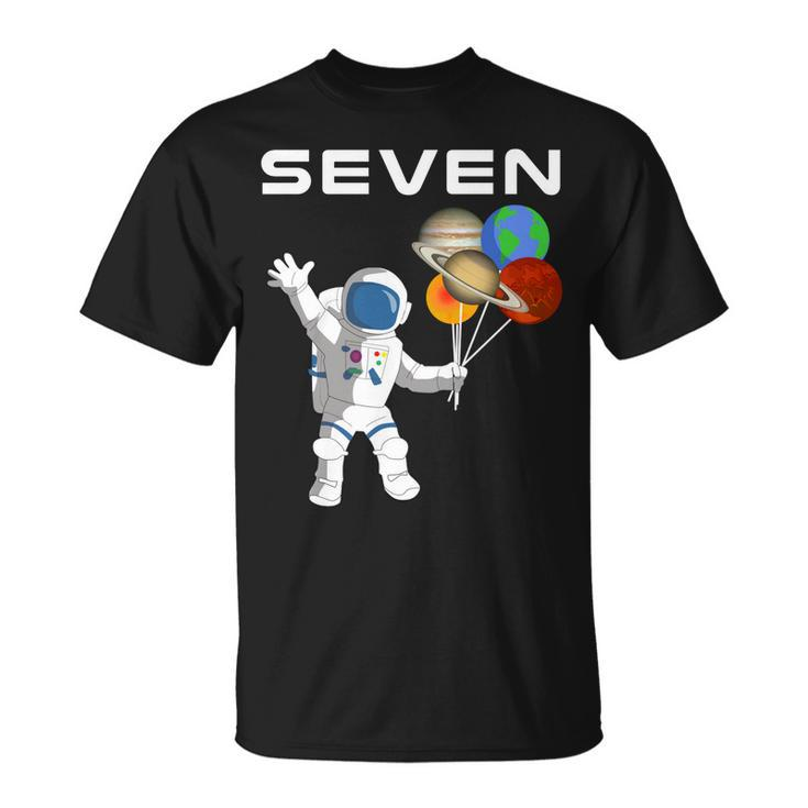 Kids 7 Year Old Outer Space Birthday Party 7Th Birthday Shirt B Unisex T-Shirt