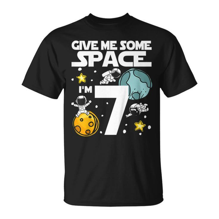 Kids 7 Year Old Outer Space Birthday T Shirt Astronaut 7Th Gift Unisex T-Shirt