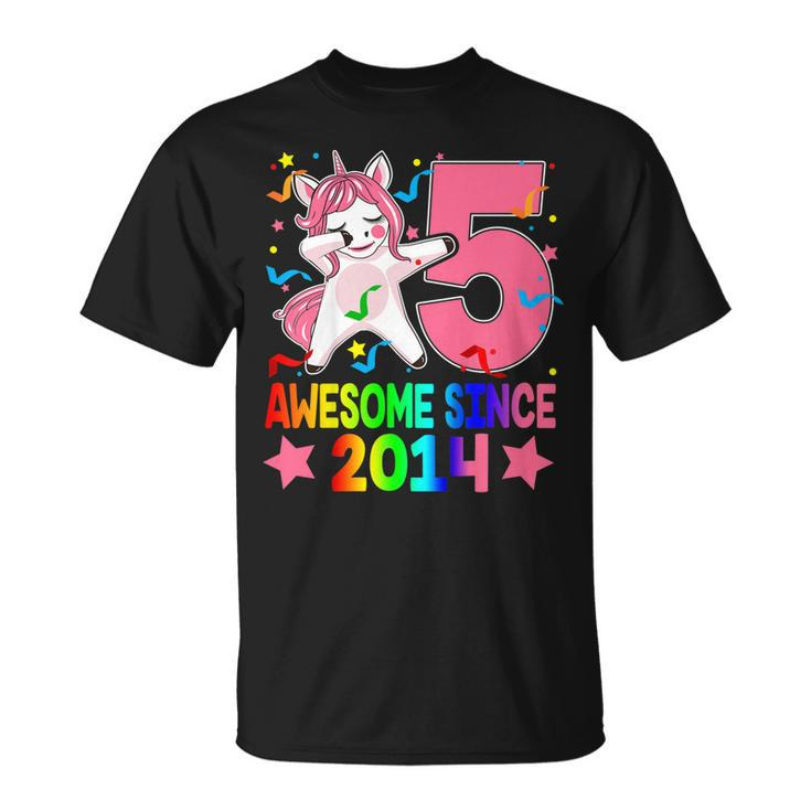 Kids Awesome Since 2014 5Th Birthday Unicorn DabbingShirt Girl Unisex T-Shirt