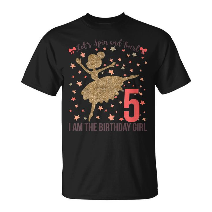 Kids Ballerina Birthday Party Shirt 5Th Birthday Gift For Girls Unisex T-Shirt