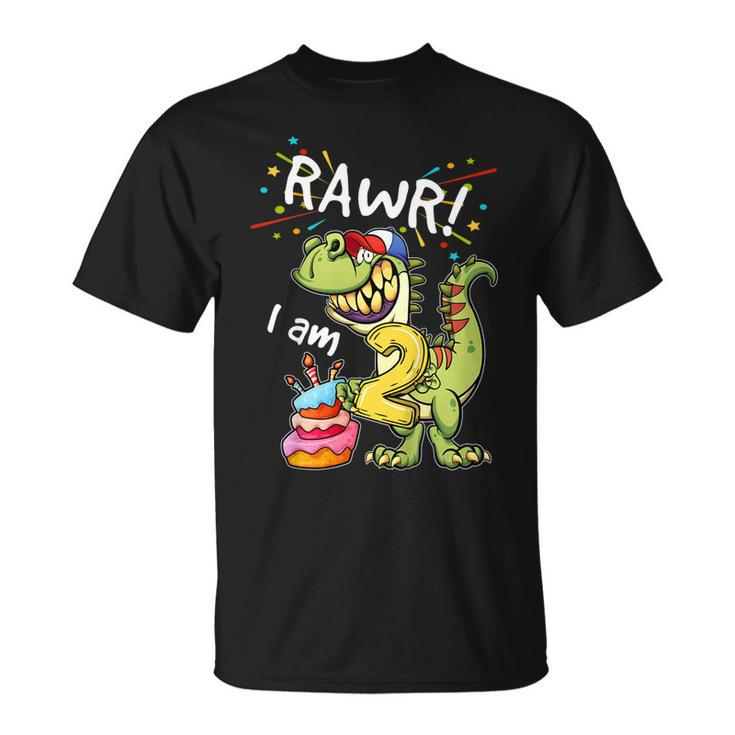 Kids Birthday Shirt T Rex 2Nd Birthday Dinosaur T Shirt For Boys Unisex T-Shirt
