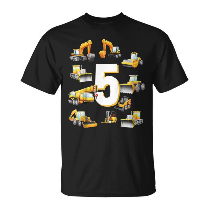 Kids Boys 5Th Birthday 5 Year Old Birthday Diggers  Unisex T-Shirt