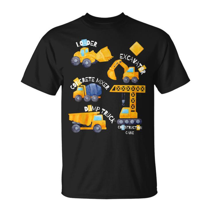 Kids Construction Vehicles Collage  Unisex T-Shirt