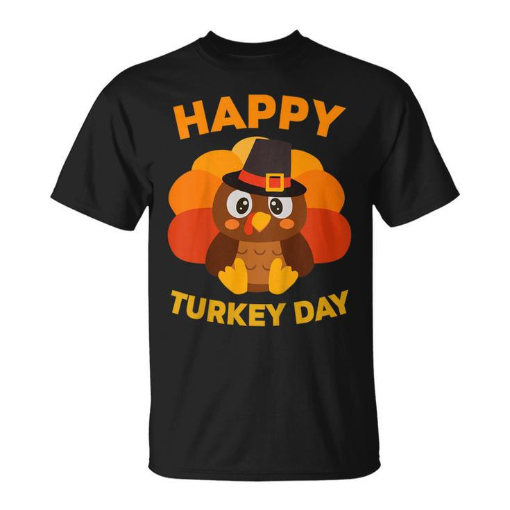 Kids Cute Happy Turkey Day Thanksgiving Gift Pilgrim Boys  Unisex T-Shirt