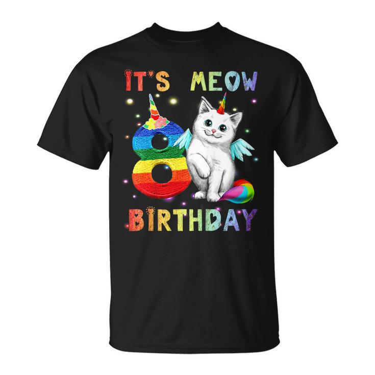 Kids Cute Kitten Kitty Cat 8Th Birthday Girl Shirt Kid Gift Unisex T-Shirt