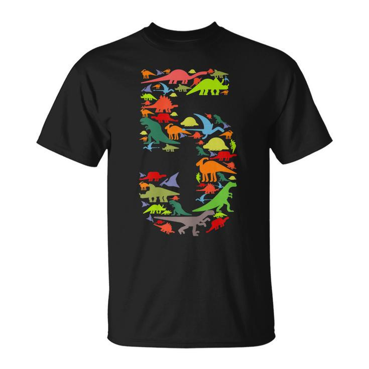 Kids Dinosaur 5Th Birthday Gift Shirt For 5 Years Old Boys Unisex T-Shirt