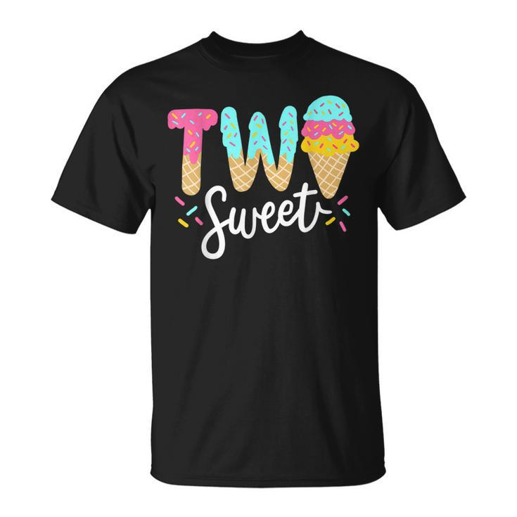 Kids Funny Kids Two Sweet Ice Cream Girls 2Nd Birthday Unisex T-Shirt