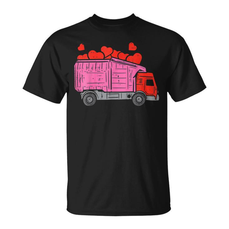 Kids Garbage Truck Hearts Toddler Boys Valentines Day T-shirt