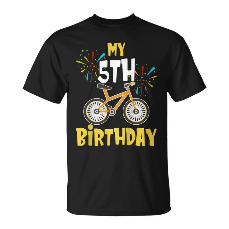 Kids Kids 5Th Year Old Shirt 5Th Birthday Boy Bike T Shirt Unisex T-Shirt