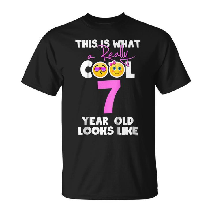 Kids Kids Emojicon 7Th Birthday Gifts 7 Year Old Girls T Shirt Unisex T-Shirt