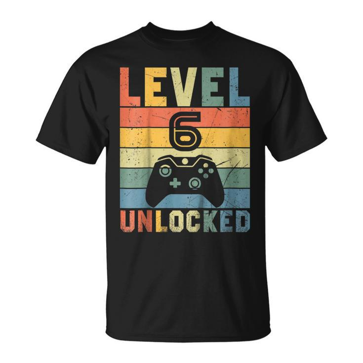 Kids Level 6 Unlocked Shirt Funny Video Gamer 6Th Birthday Gift V3 Unisex T-Shirt
