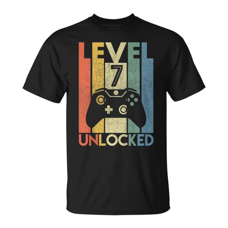 Kids Level 7 Unlocked Shirt Funny Video Gamer 7Th Birthday Gift  V2 Unisex T-Shirt