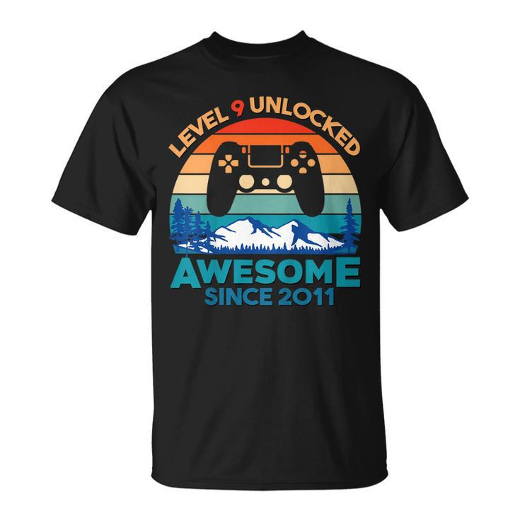Kids Level 9 Unlocked Birthday Boy 9 Years Old Awesome Since 2011  Unisex T-Shirt