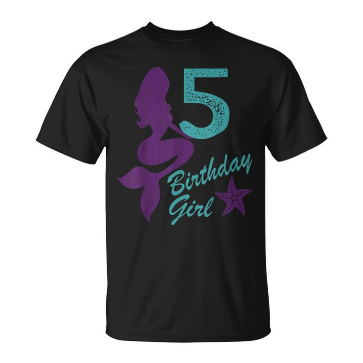 Kids Mermaid Birthday Shirt For Girls 5 Tshirt Birthday Girl Unisex T-Shirt