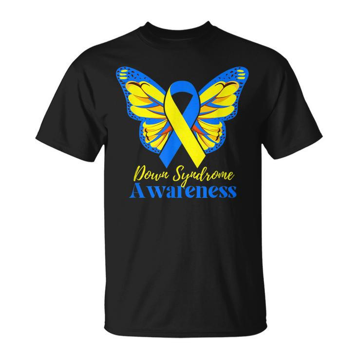 Kids National Down Syndrome Day Awareness Butterfly Mom Dad Unisex T-Shirt