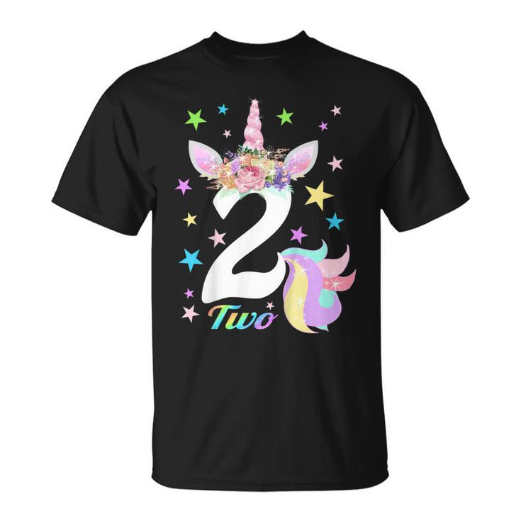 Kids Number 2 Two Unicorn 2Nd Birthday Shirt For 2 Year Old Unisex T-Shirt