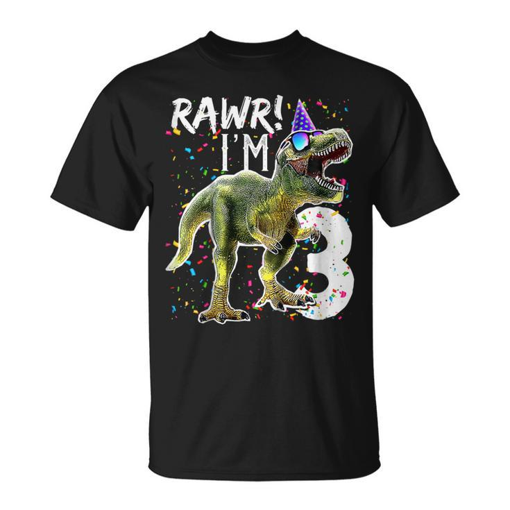 Kids Rawr Im 3 3Rd Birthday Dinosaur Shirts Boys Dinosaur Gift Unisex T-Shirt