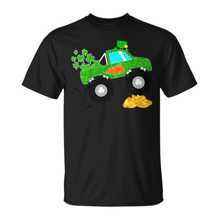 Kids Saint Patricks Day Gift For Monster Truck Lover Boy Shamrock  Unisex T-Shirt