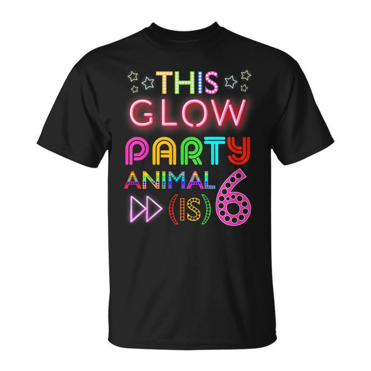 Kids This Glow Party Animal Is 6 Birthday Fun T Shirt Unisex T-Shirt