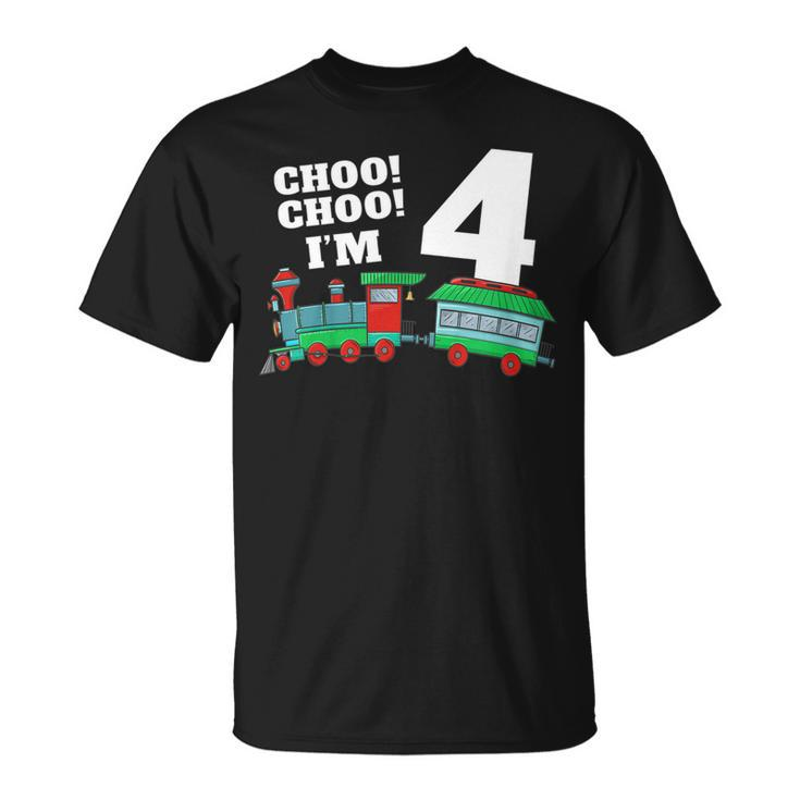 Kids Train 4Th Birthday T Shirt Boy Train 4 Year Old Boy Gift Tee Unisex T-Shirt