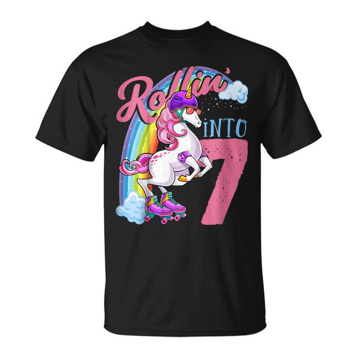 Kids Unicorn Roller Skate 7Th Birthday Shirt Girls Unicorn Gifts Unisex T-Shirt