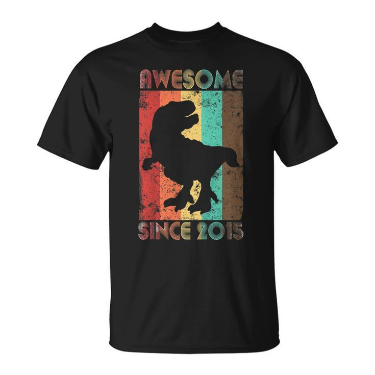 Kids Vintage Dinosaurs Awesome 2015 4Th Birthday Boy Gift Shirts Unisex T-Shirt