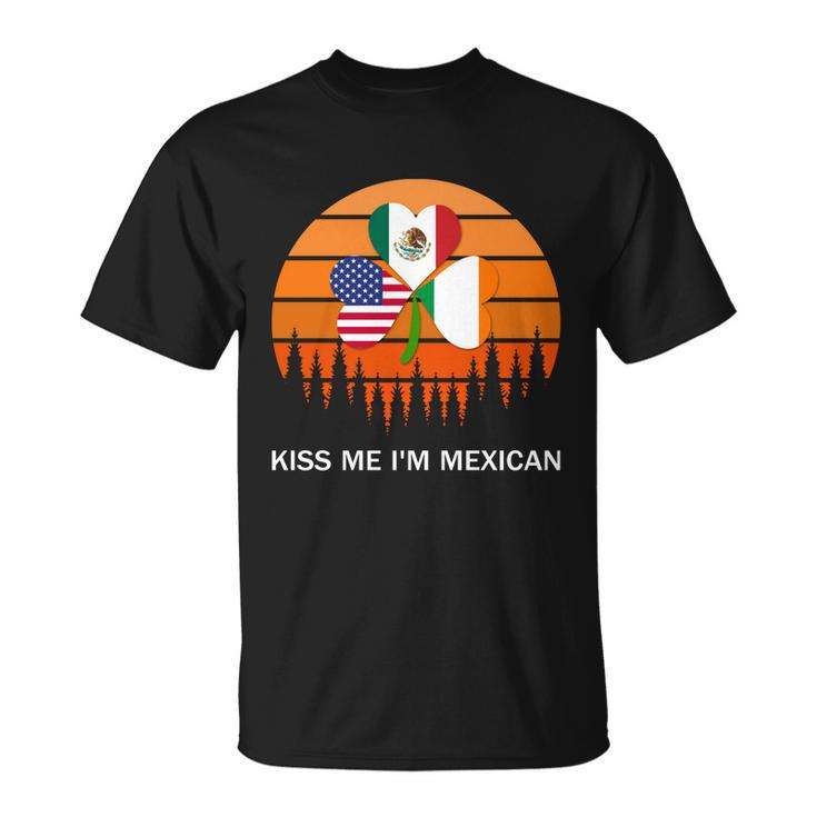 Kiss Me Im Mexican St Patricks Day Mexico Retro Sunset Shirt T-shirt